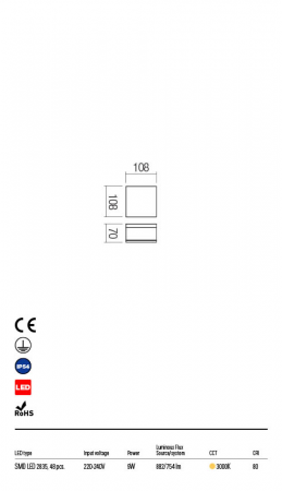R90108 Plafoniera REDO AKRON LED 9W 700lm 3000K IP54 Aluminiu turnat matt white-square CRI 80 [1]