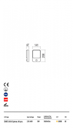 R90131 Aplica REDO COLIN LED 9W 640lm 3000K IP54 Aluminiu turnat white CRI 80 [1]