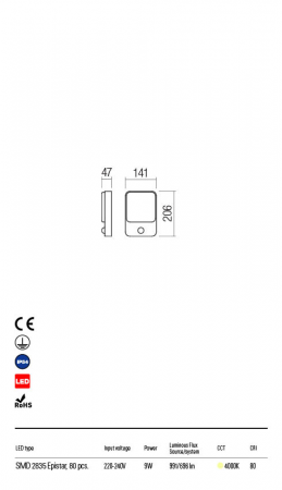 R90132 Aplica REDO COLIN LED 9W 696lm 4000K IP54 Aluminiu turnat white CRI 80 [1]
