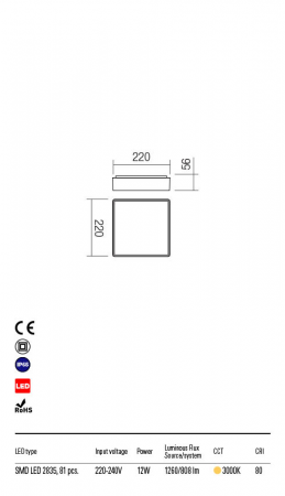R90157 Plafoniera  MARINA LED 12W 808lm 3000K IP65 Aluminiu turnat dark grey CRI 80 [1]