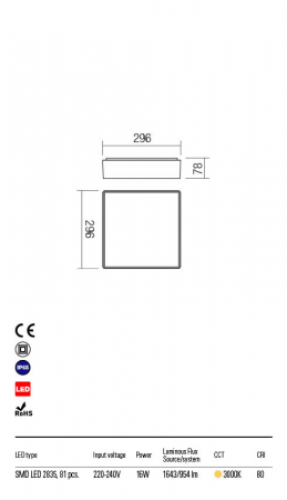 R90158 Plafoniera  MARINA LED 16W 954lm 3000K IP65 Aluminiu turnat dark grey CRI 80 [1]