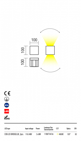 R90176 Aplica REDO VARY LED 2X6W 690lm 4000K IP54 Aluminiu Turnat Dark Gray Optics 0/90° CRI 82 [1]