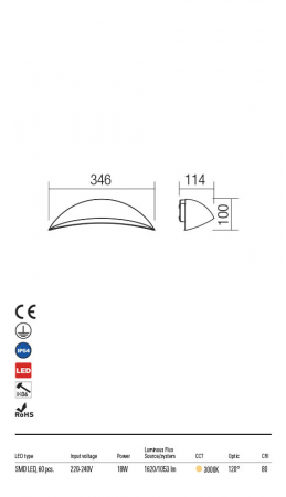 R90235 Aplica REDO PALMA LED 18W 1053lm 3000K IP54 Aluminiu turnat DARK GREY CRI 80 [1]