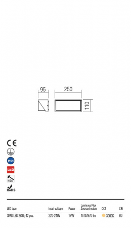 R90237 Aplica REDO SPECTRA LED 16W 870lm 3000K IP54 Aluminiu turnat MATT WHITE CRI 80 [1]