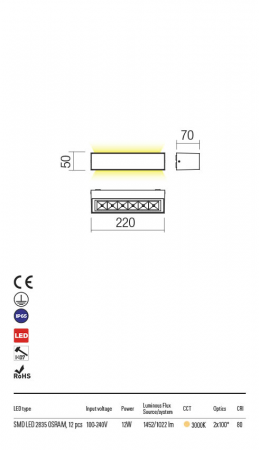 R90256 Aplica REDO AROOS LED 12W 862lm 3000K IP65 Aluminiu Turnat Sand white Optics 2x100° CRI 80 [1]
