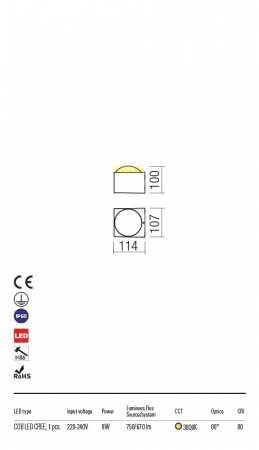 R90273 Aplica REDO ARI LED 6W 470lm 3000K IP65 Aluminiu Turnat Sand White CRI 80 [1]