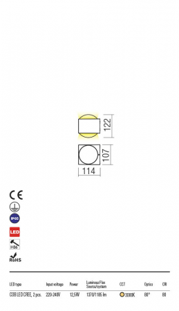 R90276 Aplica REDO ARI LED 2x6W 890lm 3000K IP65 Aluminiu Turnat Dark Gray CRI 80 [1]