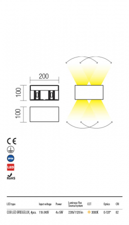 R90304 Aplica REDO VARY LED 4X5W 1120lm 3000K IP54 Aluminiu Turnat Dark Brown Optics 0/90° CRI 82 [1]