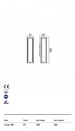 R9105 Aplica REDO VITRA E27 2 x 15W IP54 Aluminiu turnat [1]
