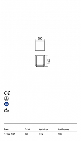 R9109 Stalpisor REDO VITRA E27 1 x 15W IP54 Aluminiu turnat [1]