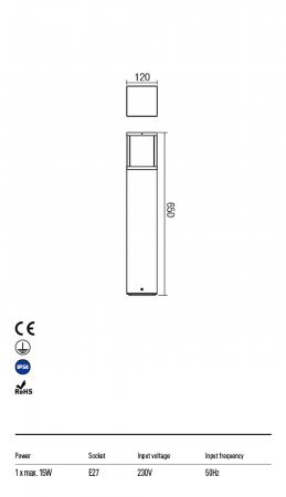 R9110 Stalpisor REDO VITRA E27 1 x 15W IP54 Aluminiu turnat [1]