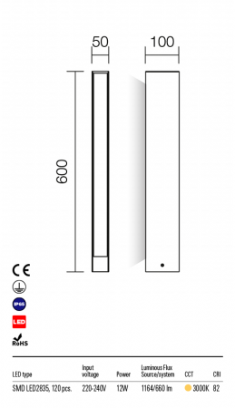 R9461 Stalpisor REDO TWIN LED 11W 880lm 3000K IP65 Aluminiu turnat Dark grey CRI 82 [1]