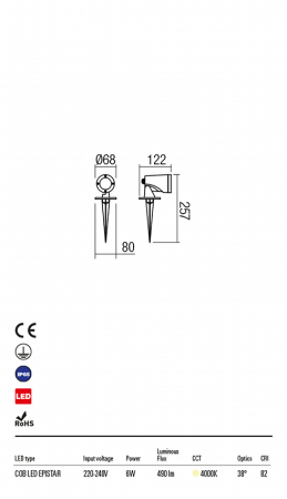R9494 Miniproiector  SAM LED 6W 540lm 4000K IP65 Aluminiu turnat dark grey CRI 82 [1]