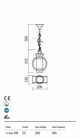 R9572 Suspensie  COMPASS  E27 1 x 42W IP23 Aluminiu turnat coffee [1]