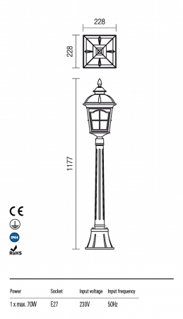 R9653 Stalpisor  YORK E27 1 x 70W IP44 Aluminiu turnat [1]