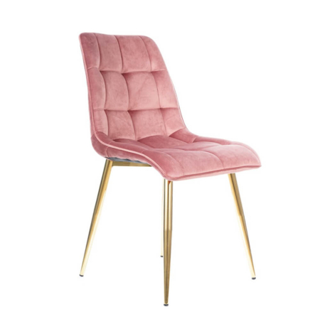 HOME&DECO - Scaun CHIC, roz/auriu, stofa catifelata/metal, 50x43x88 cm