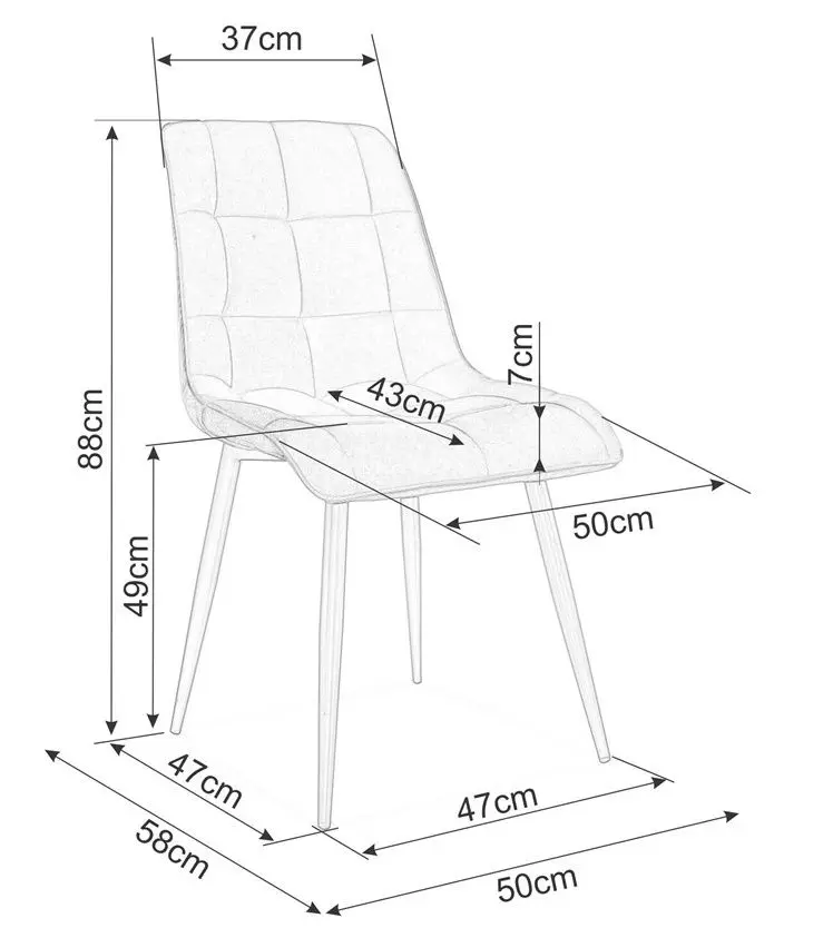 Scaun CHIC, roz/auriu, stofa catifelata/metal, 50x43x88 cm [1]