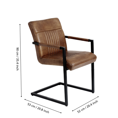 Scaun YAMATSURI 424757, piele, maro, metal negru [3]