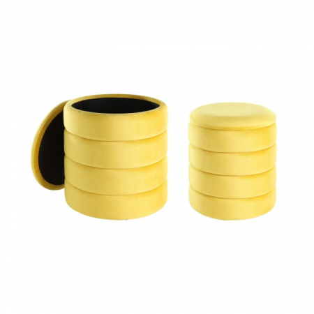 HOME&DECO - Set 2 Tabureti EGLO AMPAHAKA 424127  Catifea Poliester Galben Spuma Metal Ø400x445 mm