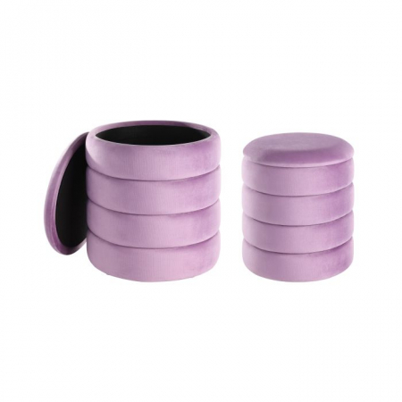 DECORATIUNI - Set 2 Tabureti EGLO AMPAHAKA 424128 Catifea Poliester Violet Spuma Metal Ø400x445 mm