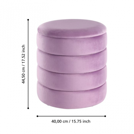 Set 2 Tabureti EGLO AMPAHAKA 424128 Catifea Poliester Violet Spuma Metal Ø400x445 mm [2]