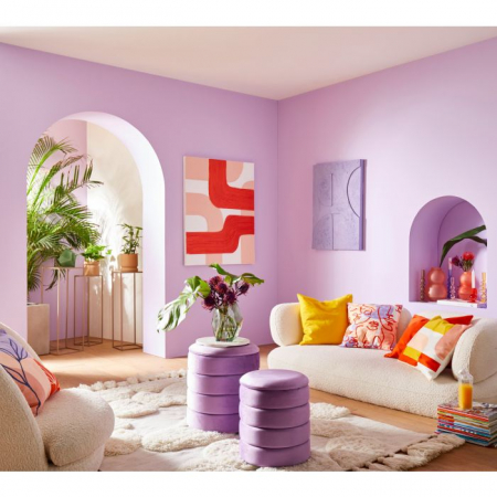 Set 2 Tabureti EGLO AMPAHAKA 424128 Catifea Poliester Violet Spuma Metal Ø400x445 mm [3]