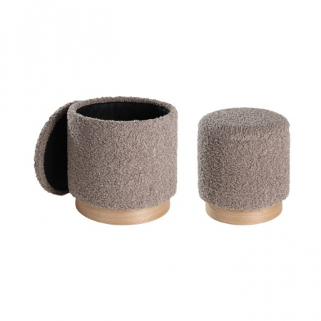 DECORATIUNI - Set 2 Tabureti EGLO MASHIKE 424141 Poliester Gri Spuma Furnir lemn Ø400x445 mm