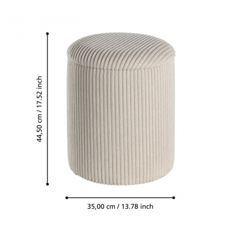 Set 2 Tabureti EGLO VAVATENINA 424138 Poliester Crem Spuma Metal Ø350x445 mm [2]