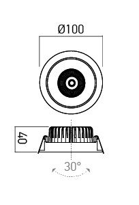 Spot incastrat orientabil ARELUX XWOK WK01WW SBK 12W 3000K 1251lm Negru IP20 [1]