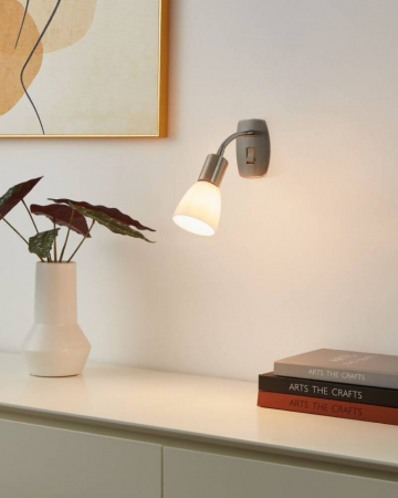 Spot priză de veghe DAKAR 3 92935, E14, 1X25W, IP20, oțel, nichel mat, crom, plastic, alb [3]