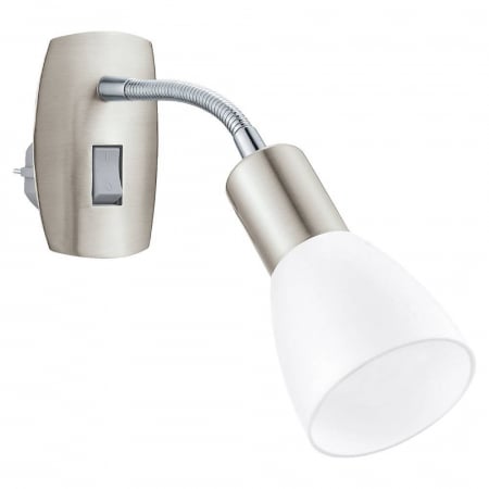 ILUMINAT - Spot priză de veghe DAKAR 3 92935, E14, 1X25W, IP20, oțel, nichel mat, crom, plastic, alb