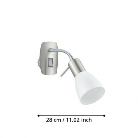 Spot priză de veghe DAKAR 3 92935, E14, 1X25W, IP20, oțel, nichel mat, crom, plastic, alb [2]