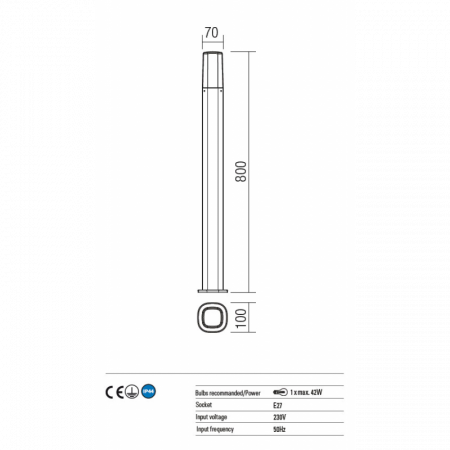 Stalp exterior Crayon 9078 Maro Inchis E27 1x42W IP44 [1]