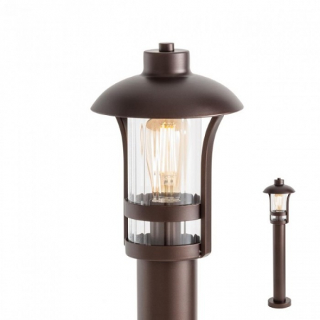 ILUMINAT EXTERIOR - Stalp exterior Norge 9576, maro inchis, sticla, E27, IP33