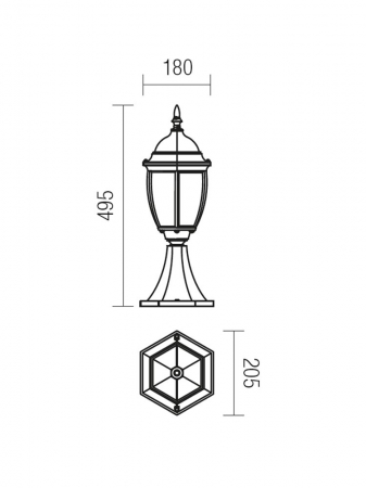 Stalp H495 SMARTER SEVILLA 9606 E27 1x42W Aluminiu Turnat Negru antic/patina aur IP44 [1]