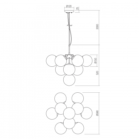 Suspensie Agape 01-2940, 10 x E14, auriu + transparent [1]