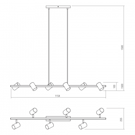 Suspensie Crius 04-541, 6 x GU10, negru + alama [1]