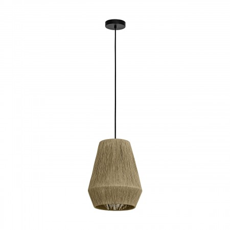 Lustre - Suspensie Eglo Alderney, negru, fir textil, 1XE27, H. 110 cm, 43785