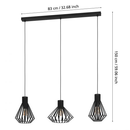 Suspensie EGLO Basidano E27 3x40W  lm Otel Black IP20 [2]
