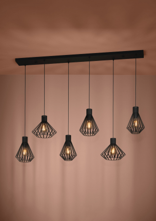 Suspensie EGLO Basidano E27 6x40W  lm Otel Black IP20 [1]