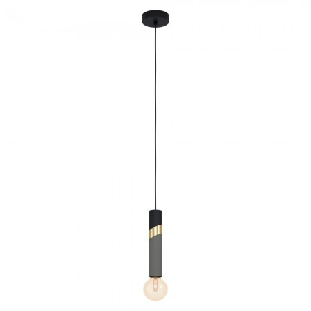 BLACK FRIDAY 2024 - Pendul Eglo Cedral, negru/gri/alama, 1XE27, D.5 cm, 39935