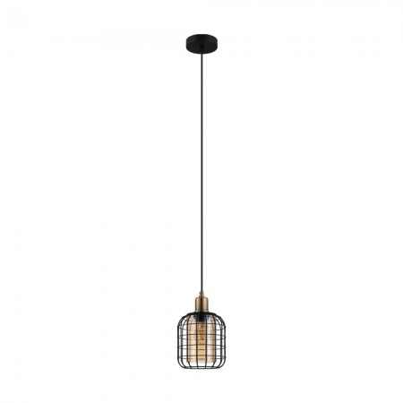 EGLO INTERIOR - Suspensie Eglo Chisle, negru, sticla ambra, 1XE27, D.16 cm, 43527