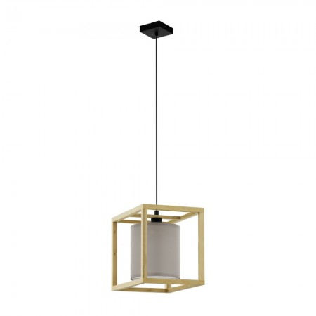 Lustre - Suspensie Eglo Granados, lemn natur, textil, 1XE27, L.30 cm, 390107