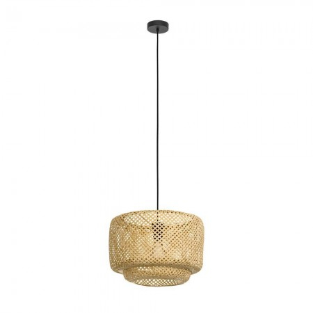BF PENDULE - Pendul EGLO Hettonle 43868 E27 1X40W 220-240V,50/60Hz H 1100mm x Ø420mm otel negru lemn natur IP20