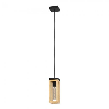 Lustre - Suspensie Eglo Nafferton, negru, lemn, 1xE27, L.10 cm, 43743