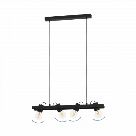 Suspensie EGLO Plimsol E27 4x15W  lm Metal/Lemn Black IP20 [3]
