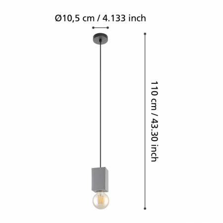 Pendul Eglo Prestwick, negru, 1XE27, H. 110 cm, 43597 [2]