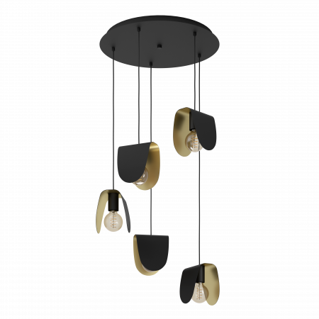 EGLO INTERIOR - Lustra EGLO SERENARA 390183, E27 5X40W Ø500, Negru, Auriu