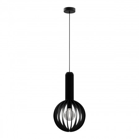 BLACK FRIDAY - Pendul Eglo Velasco, negru, lemn natur, 1 X E27, D. 31 cm, 900153