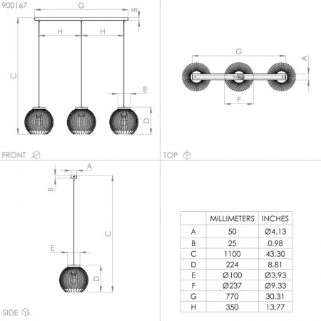 Suspensie EGLO VENEZUELA 900167 E27 3x40W Ø235 Negru Auriu [2]